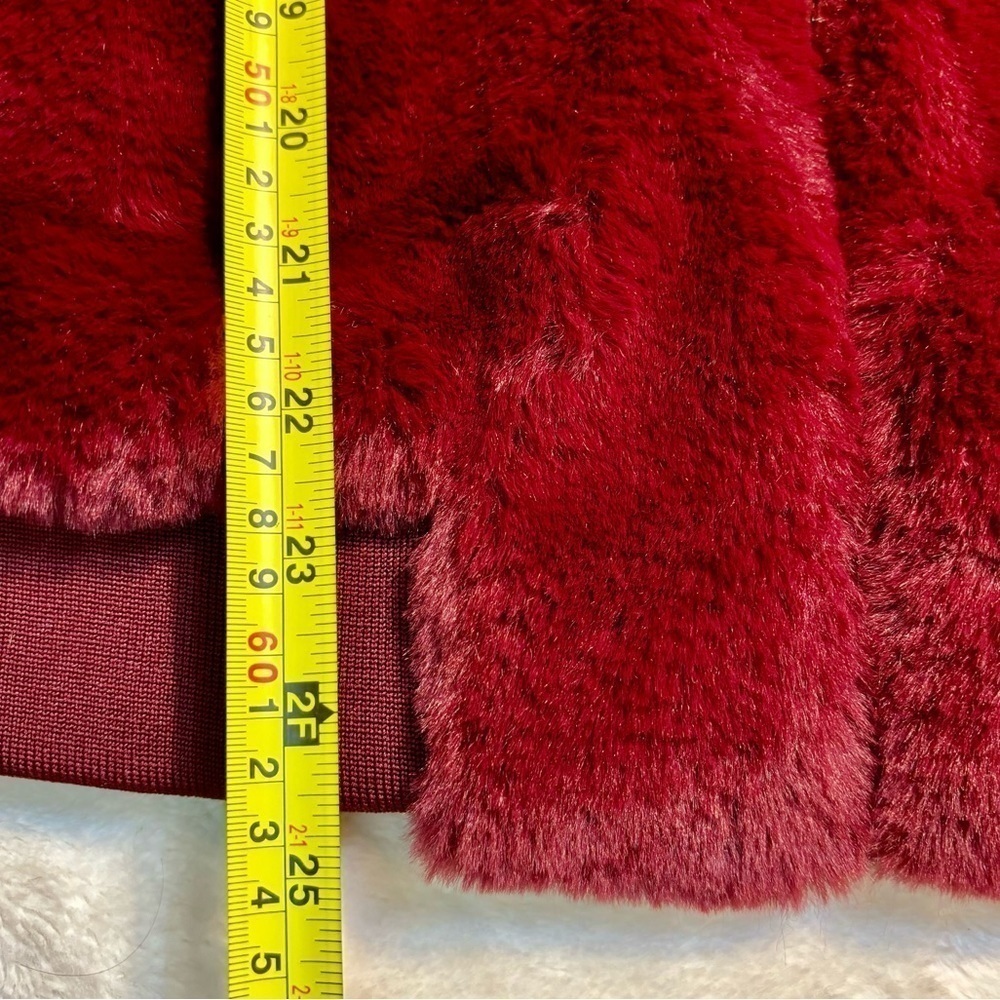 NEW Say What? Jacket Medium Faux Fur Maroon Red Teddy Bomber Jacket Cozy NWOT - Picture 14 of 15